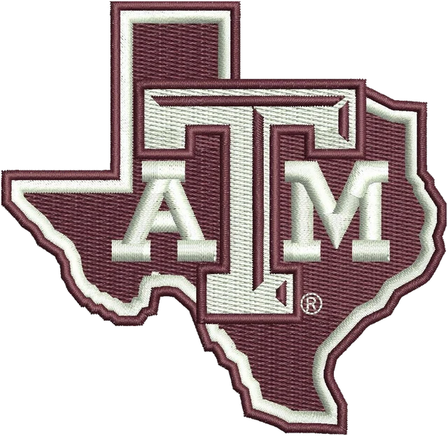 Texas AM Aggies Logo Embroidery Design embroidery design shown stitched on fabric