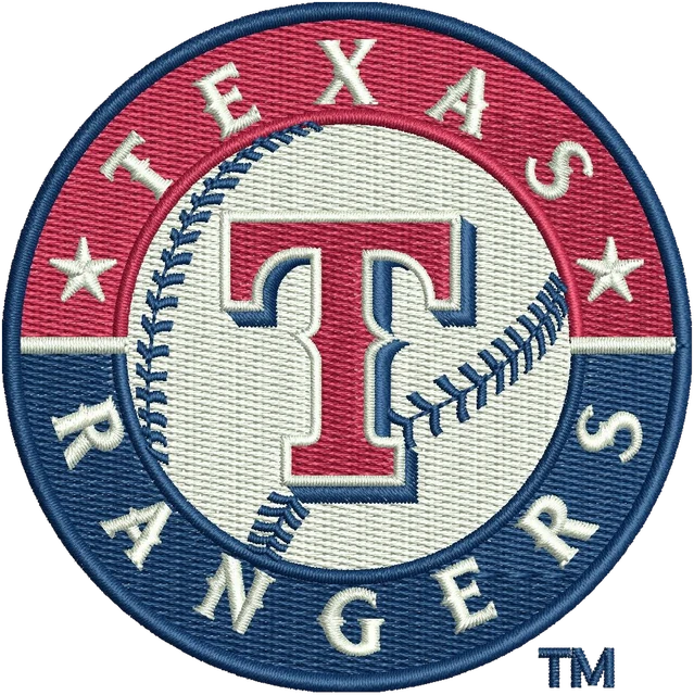 Stickdatei Texas Rangers Logo Stickdatei auf Stoff gestickt