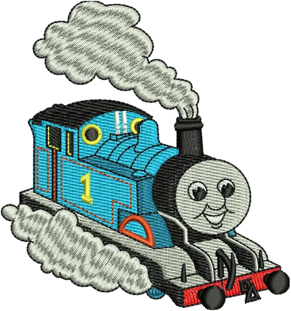 Thomas the Tank Engine 2 Embroidery Design embroidery design shown stitched on fabric