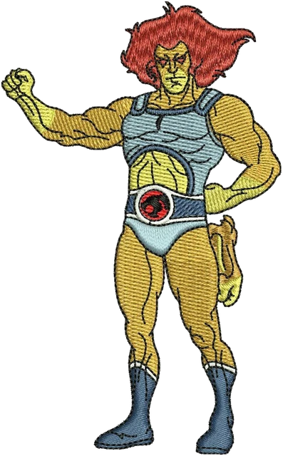 Stickdatei ThunderCats Lion-O stehende Figur Stickdatei auf Stoff gestickt
