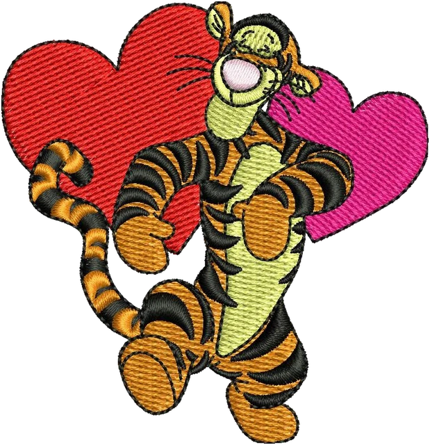 Ricamo Tigger di Winnie the Pooh di San Valentino su tessuto
