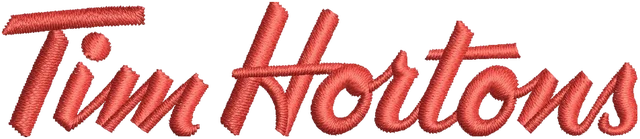 Tim Hortons Logo Embroidery Design embroidery design shown stitched on fabric