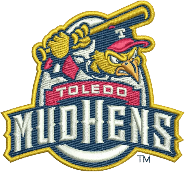 Toledo Mud Hens Logo Embroidery Design embroidery design shown stitched on fabric