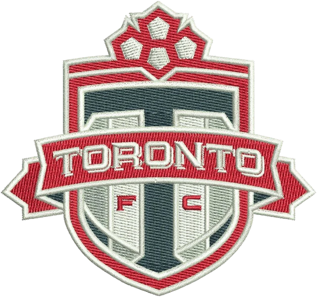 Toronto Football Club Logo Embroidery Design embroidery design shown stitched on fabric