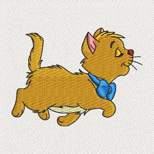 Disegno da ricamo Toulouse Gli Aristogatti corre con fiocco blu