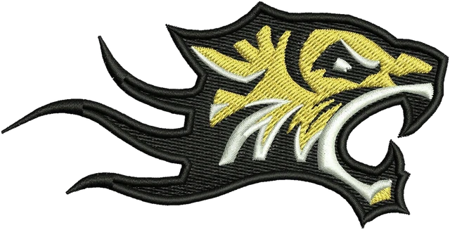 Diseño de bordado Diseño de bordado cabeza rugiente Towson Tigers negro oro sobre tela