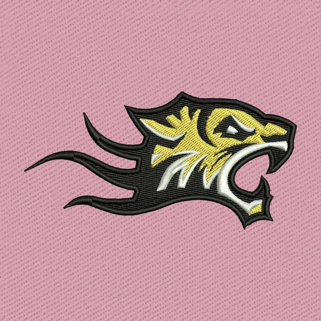 Towson Tigers Black Gold Roaring Head Embroidery Design