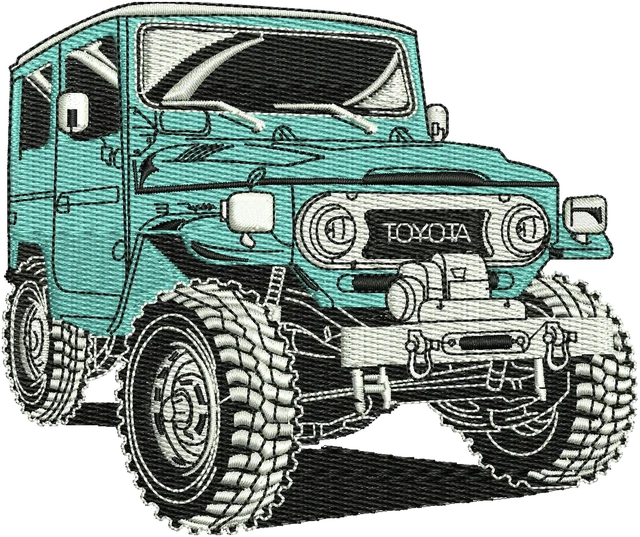 Diseño de bordado Jeep Toyota sobre tela