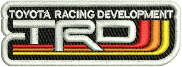Toyota Racing Development TRD Logo Embroidery Design embroidery design shown stitched on fabric