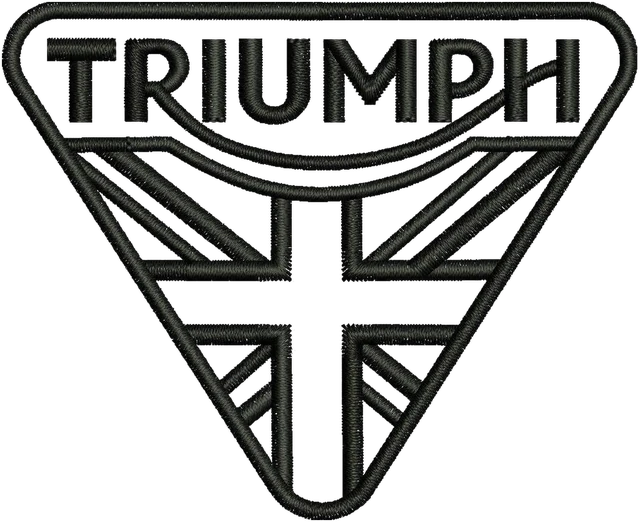 Triumph Logo with England Flag One Color 2 Embroidery Design embroidery design shown stitched on fabric