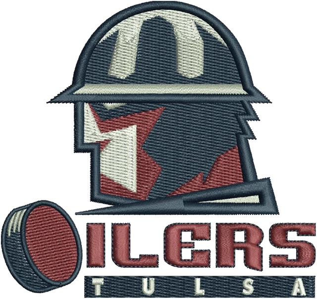 Stickdatei Tulsa Oilers Logo Stickdatei auf Stoff gestickt