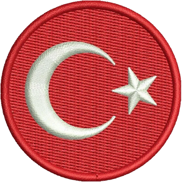 Turkey national football team crescent emblem embroidery design shown stitched on fabric