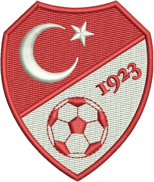 Turkish Football Federation Logo Embroidery Design embroidery design shown stitched on fabric