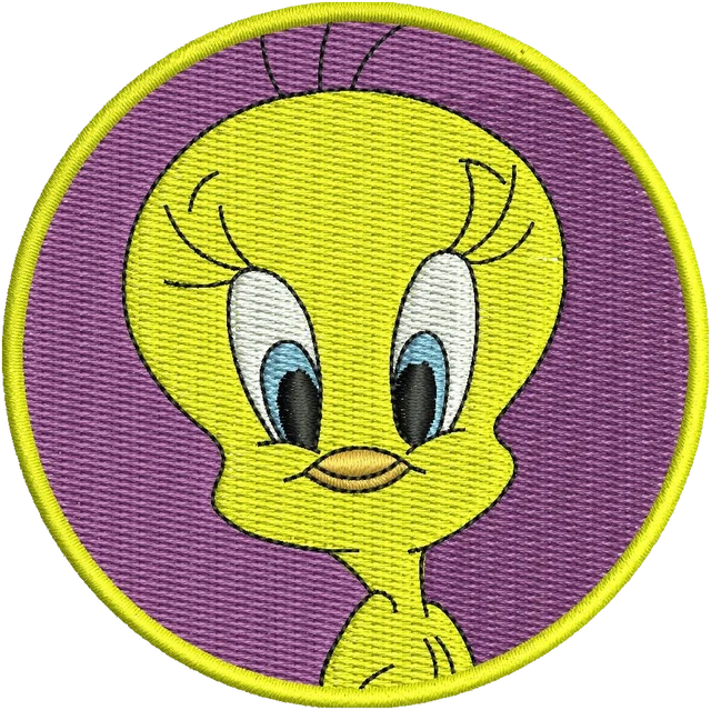 Stickdatei Tweety Cartoon 4 Stickdatei auf Stoff gestickt