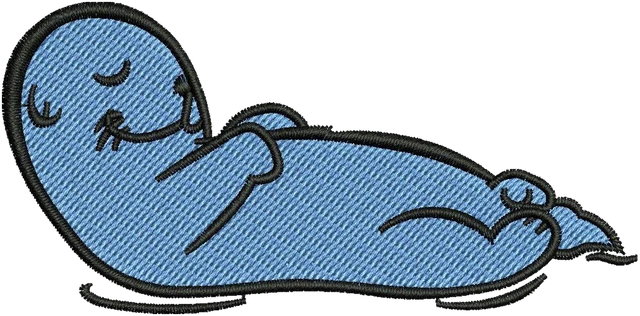 Twin Tides Sleeping Blue Otter embroidery design shown stitched on fabric