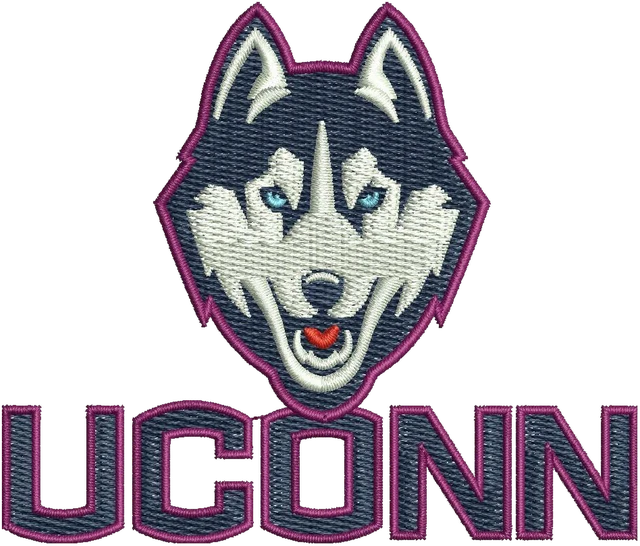 Stickdatei UConn Football Club Logo Stickdatei auf Stoff gestickt