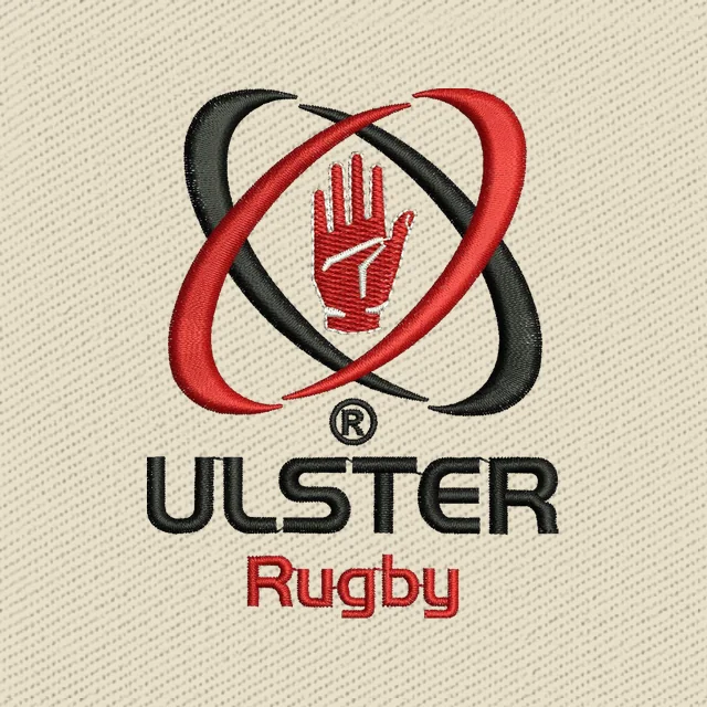 Motif de broderie logo Ulster Rugby main et orbites
