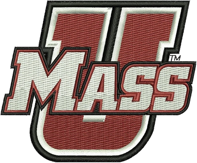UMass Minutemen Basketball Team Logo Embroidery Design embroidery design shown stitched on fabric
