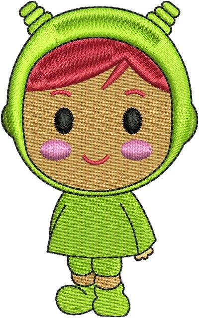 Stickdatei Nina aus Pocoyo – Stickdatei auf Stoff gestickt