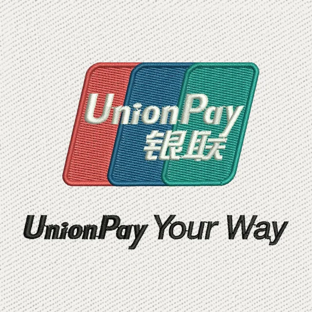 UnionPay Three-Colour Logo and Tagline Embroidery Design
