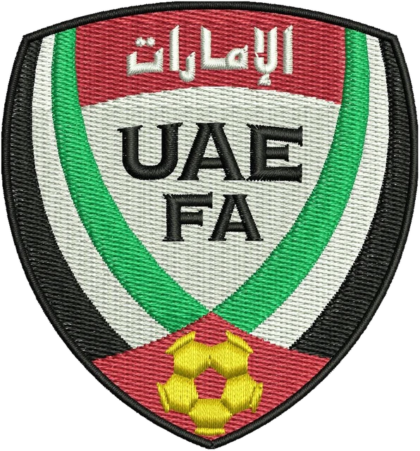 United Arab Emirates FA Shield Crest Embroidery Design embroidery design shown stitched on fabric