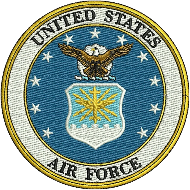 Diseño de bordado United States Air Force logotipo sobre tela