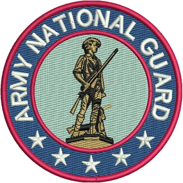 United States Army National Guard Logo Embroidery Design embroidery design shown stitched on fabric