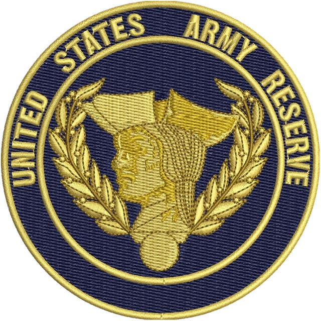 United States Army Reserve Logo Embroidery Design embroidery design shown stitched on fabric