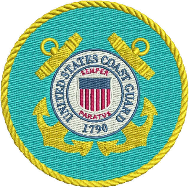Stickdatei United States Coast Guard Logo Stickdatei auf Stoff gestickt