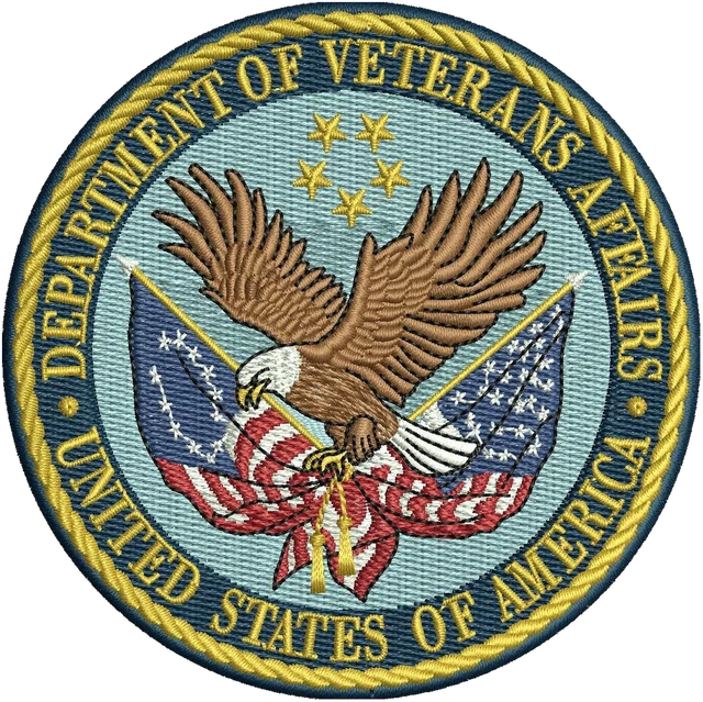 Diseño de bordado United States Department of Veterans Affairs logotipo sobre tela