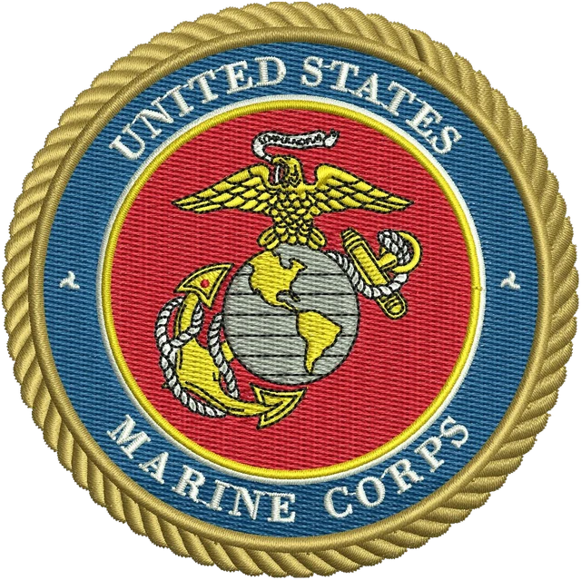 Diseño de bordado United States Marine Corps logotipo R1 sobre tela