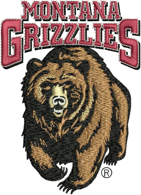Motif de broderie Mascotte ours Montana Grizzlies brodé sur tissu