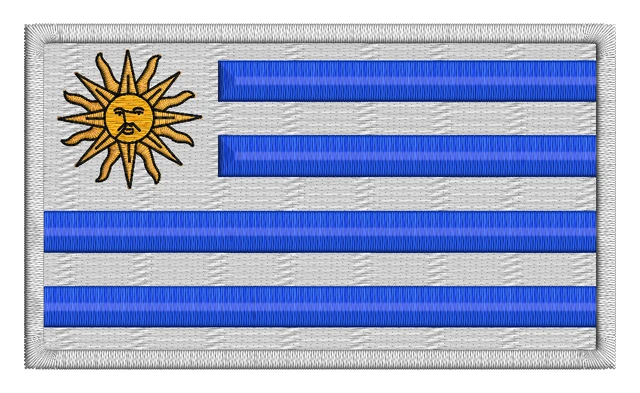 Uruguay Flag for Embroidery Design embroidery design shown stitched on fabric