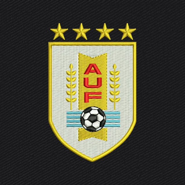 Uruguay AUF Fußballwappen vier Sterne Stickdatei