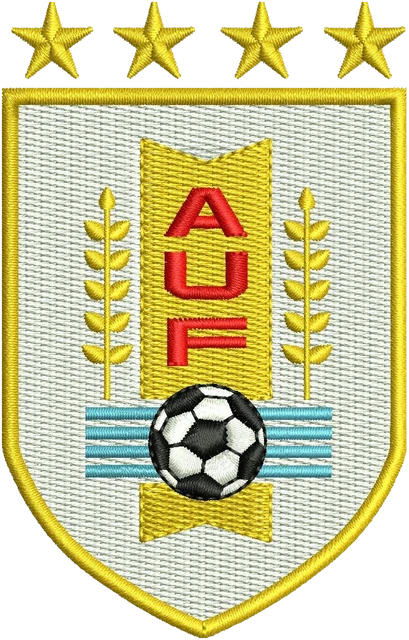 Diseño de bordado Diseño de bordado escudo fútbol Uruguay AUF cuatro estrellas sobre tela