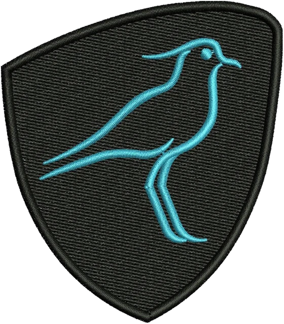 Stickdatei Uruguay Rugby Los Teros schwarzes Vogelschild Stickdatei auf Stoff gestickt