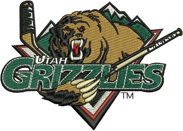 Motif de broderie Logo de l'équipe de hockey sur glace Utah Grizzlies brodé sur tissu