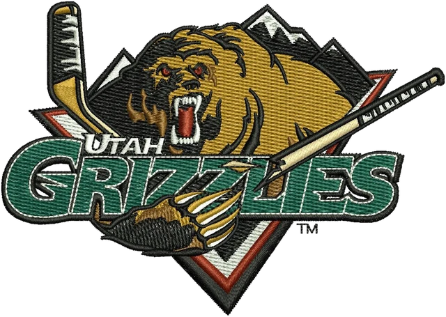 Utah Grizzlies Logo ECHL Embroidery Design embroidery design shown stitched on fabric