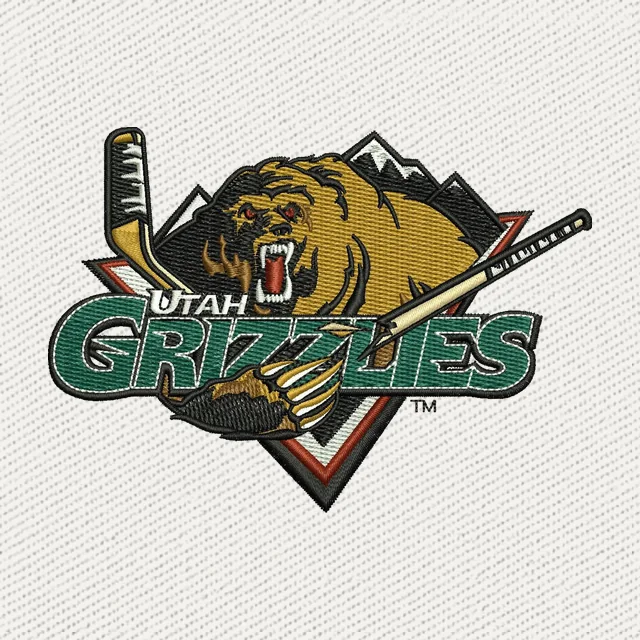 Utah Grizzlies Logo ECHL Embroidery Design