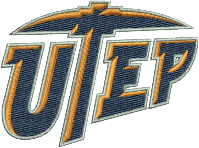 UTEP Football Team Logo 2 Embroidery Design embroidery design shown stitched on fabric