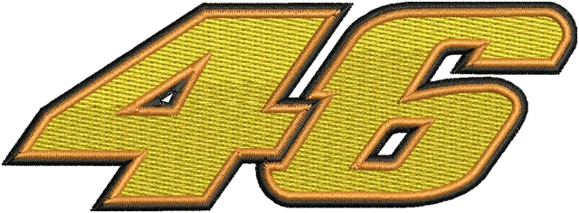 Ricamo Logo di Valentino Rossi con numero di gara 46 su tessuto