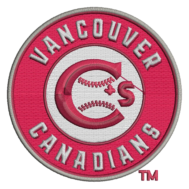 Stickdatei Vancouver Canadians rotes Baseball-Rundabzeichen Stickdatei auf Stoff gestickt