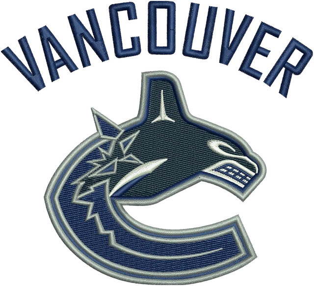 Vancouver Canucks Logo 2 Embroidery Design embroidery design shown stitched on fabric
