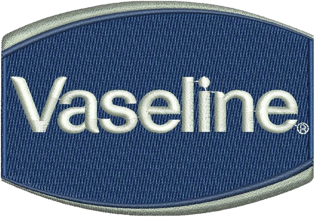 Vaseline Navy Oval Wordmark Logo Embroidery Design embroidery design shown stitched on fabric