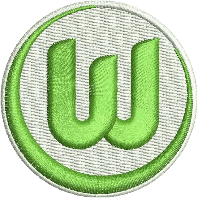Ricamo Disegno da ricamo Stemma tondo W verde VfL Wolfsburg su tessuto