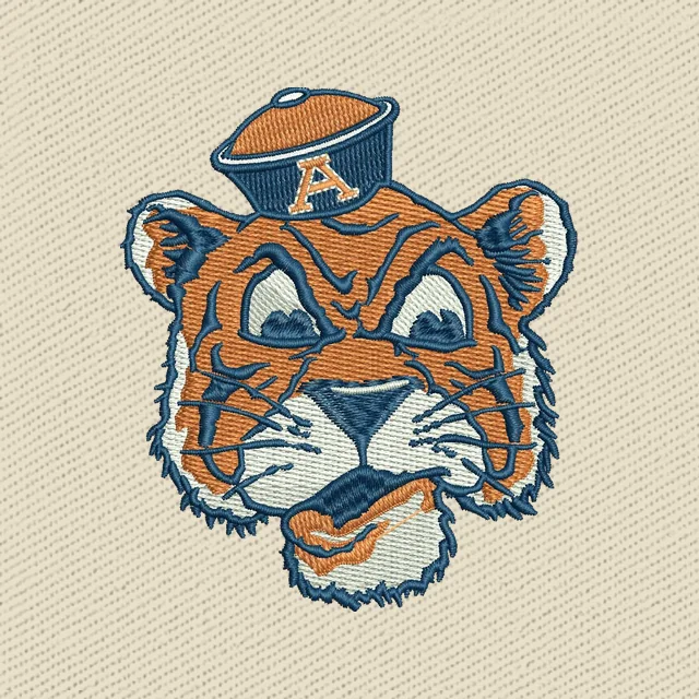 Vintage Auburn Tiger Logo Embroidery Design