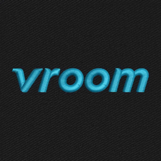 Vroom Blue Wordmark Logo Embroidery Design
