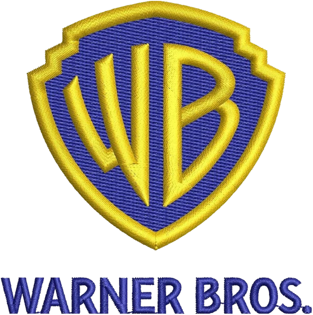Ricamo Disegno da ricamo Warner Bros scudo classico e scritta su tessuto