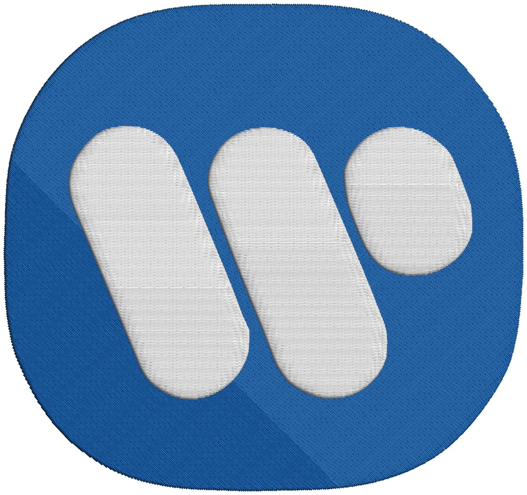 Warner Music Logo Embroidery Design embroidery design shown stitched on fabric