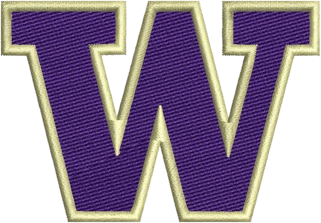 Washington Huskies Football Logo Embroidery Design embroidery design shown stitched on fabric